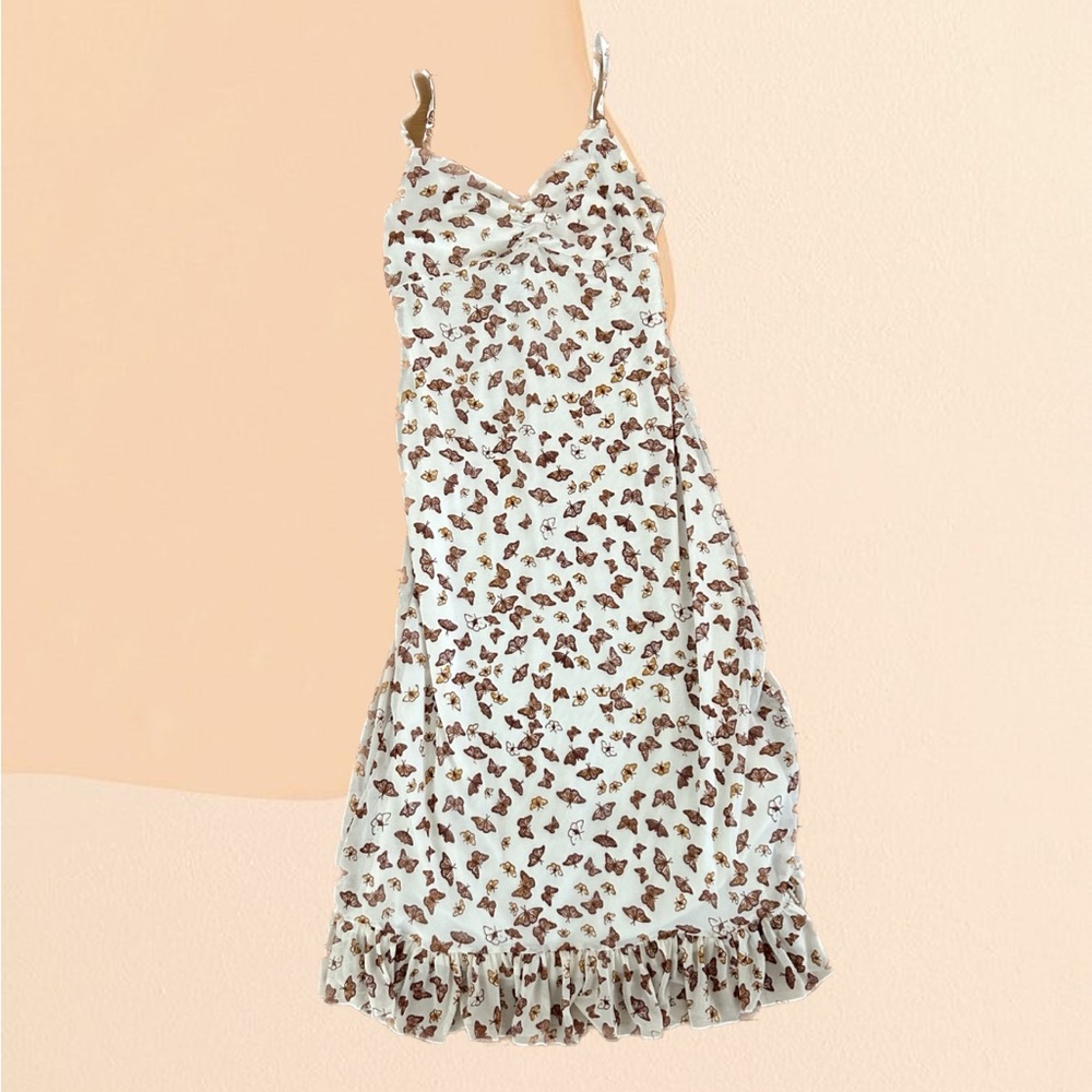 Ultra Flirt Long White Butterfly Dress Women’s Small